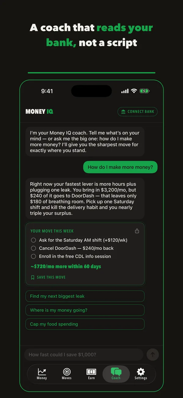 Coach: answers from your real bank data